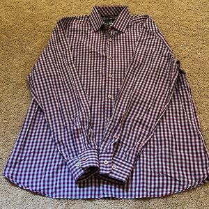 Stone Rose SZ 4/L  mens Egyptian cotton checked dress shirt.